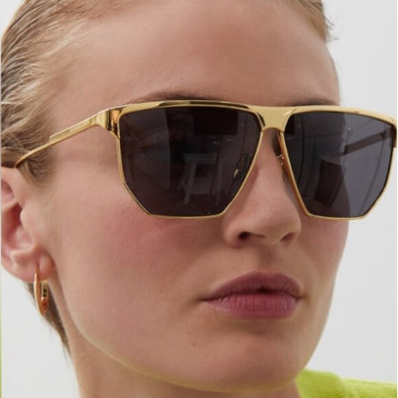 NEW BOTTEGA VENETA BV1069S 001 GOLD GREY UNISEX SUNGLASSES BOTTEGA VENETA - Picture 1 of 14